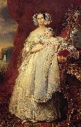Franz Xaver Winterhalter Portrait of Helena of Mecklemburg-Schwerin, Duchess of Orleans with her son the Count of Paris oil painting artist
